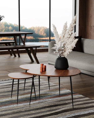 Set van 3 houten bijzettafels in retrostijl van Pomax, foto 3 van 6