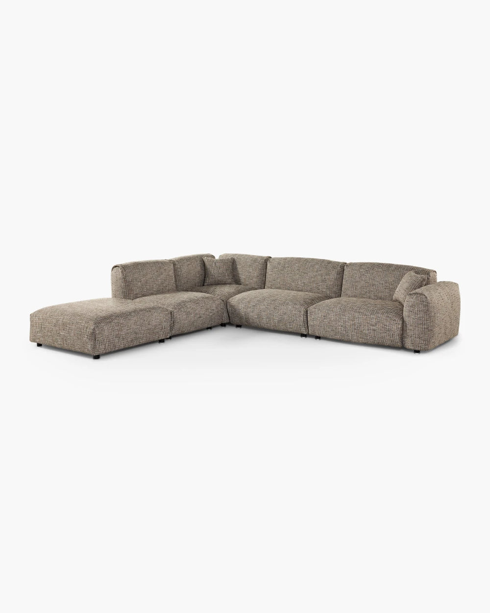 Hoeksalon met poef - 397x307 cm in beige stof
