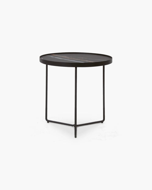 Ronde bijzettafel in zwart metaal
