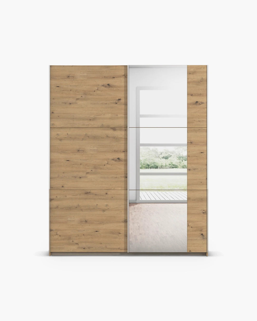 Schuifdeurkast met spiegel in hout