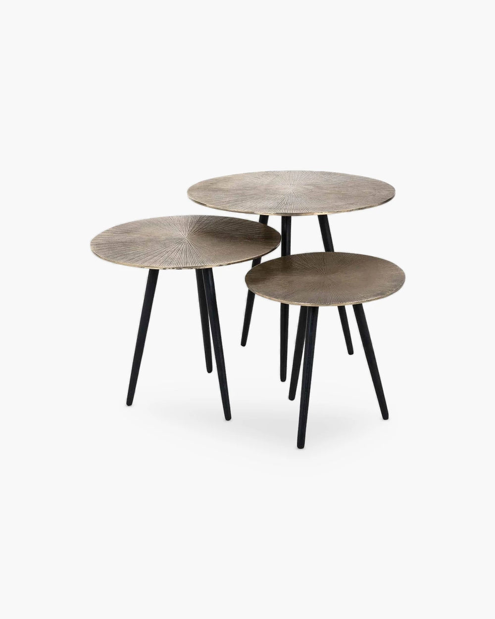 Set van 3 ronde bijzettafels Vittorio in metaal