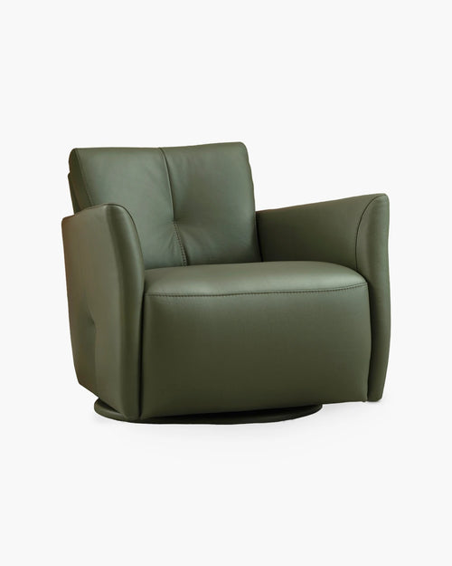 Draaifauteuil Alva van ROM in groen leder