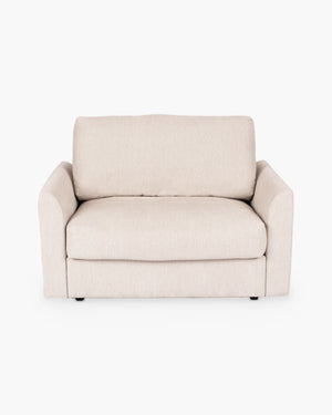 Fauteuil in beige stof, foto 2 van 2