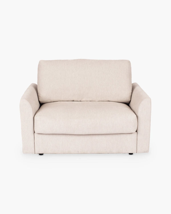 Fauteuil in beige stof, foto 2 van 2