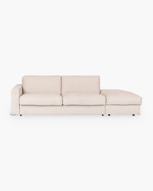 Slaapbank met logeerfunctie in beige stof