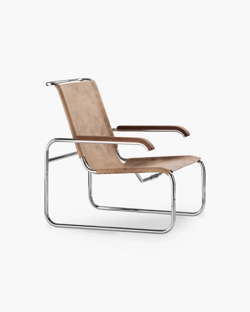 Fauteuil S35 L van Thonet in bruin leder