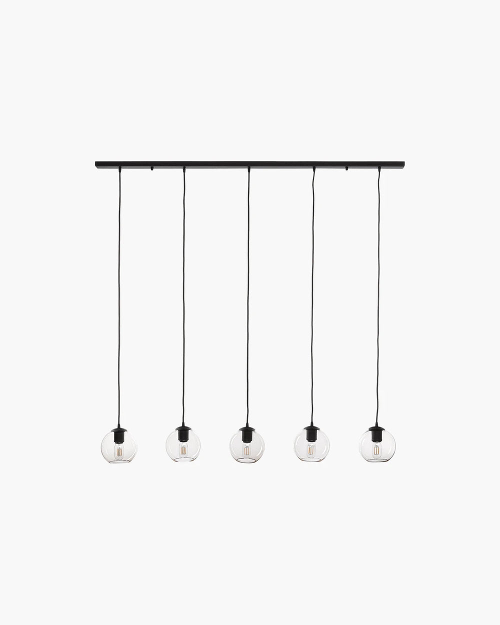 Hanglamp Seattle 5x E27 in zwart glas