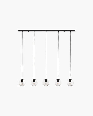 Hanglamp Seattle 5x E27 in zwart glas
