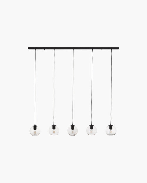 Hanglamp Seattle 5x E27 in zwart glas