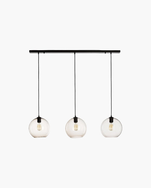 Hanglamp Seattle 3x E27 in zwart glas