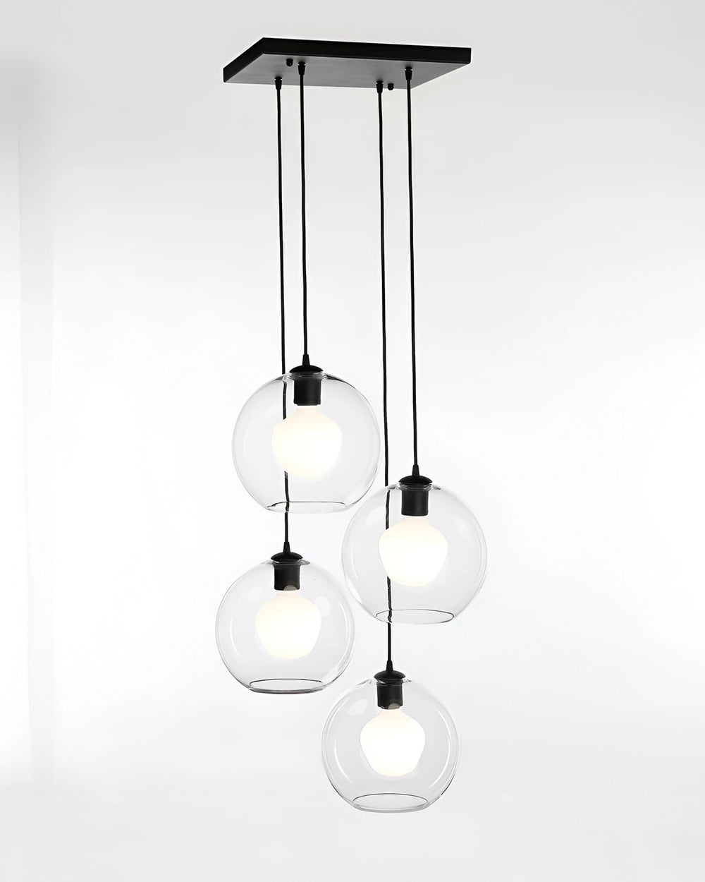 Hanglamp Seattle 4x E27 in zwart glas
