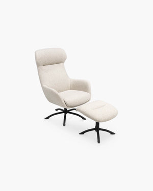 Draaifauteuil Lomi met poef van Xooon in beige stof
