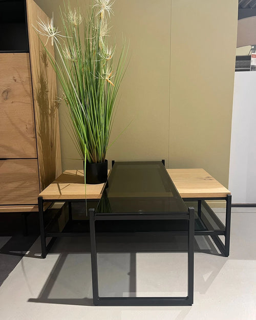 Toonzaalmodel Xooon salontafel Modali in eikfineer en glas