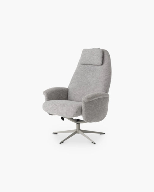 Relaxzetel Tonale met voetenbank en nekkussen van Xooon in grijs stof