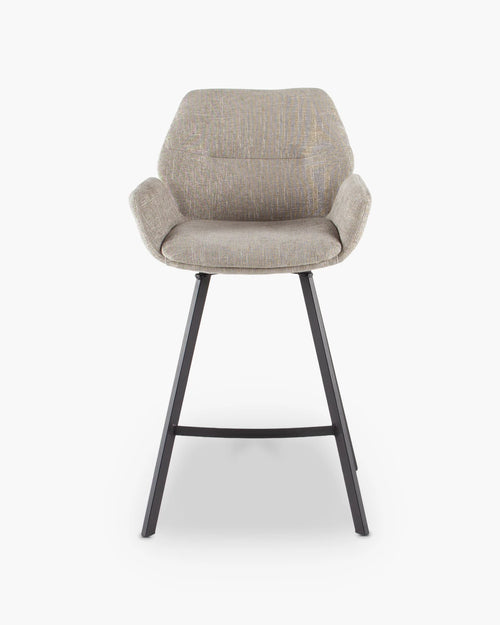 Draaibare barstoel met kuipzitting in taupe microvezel