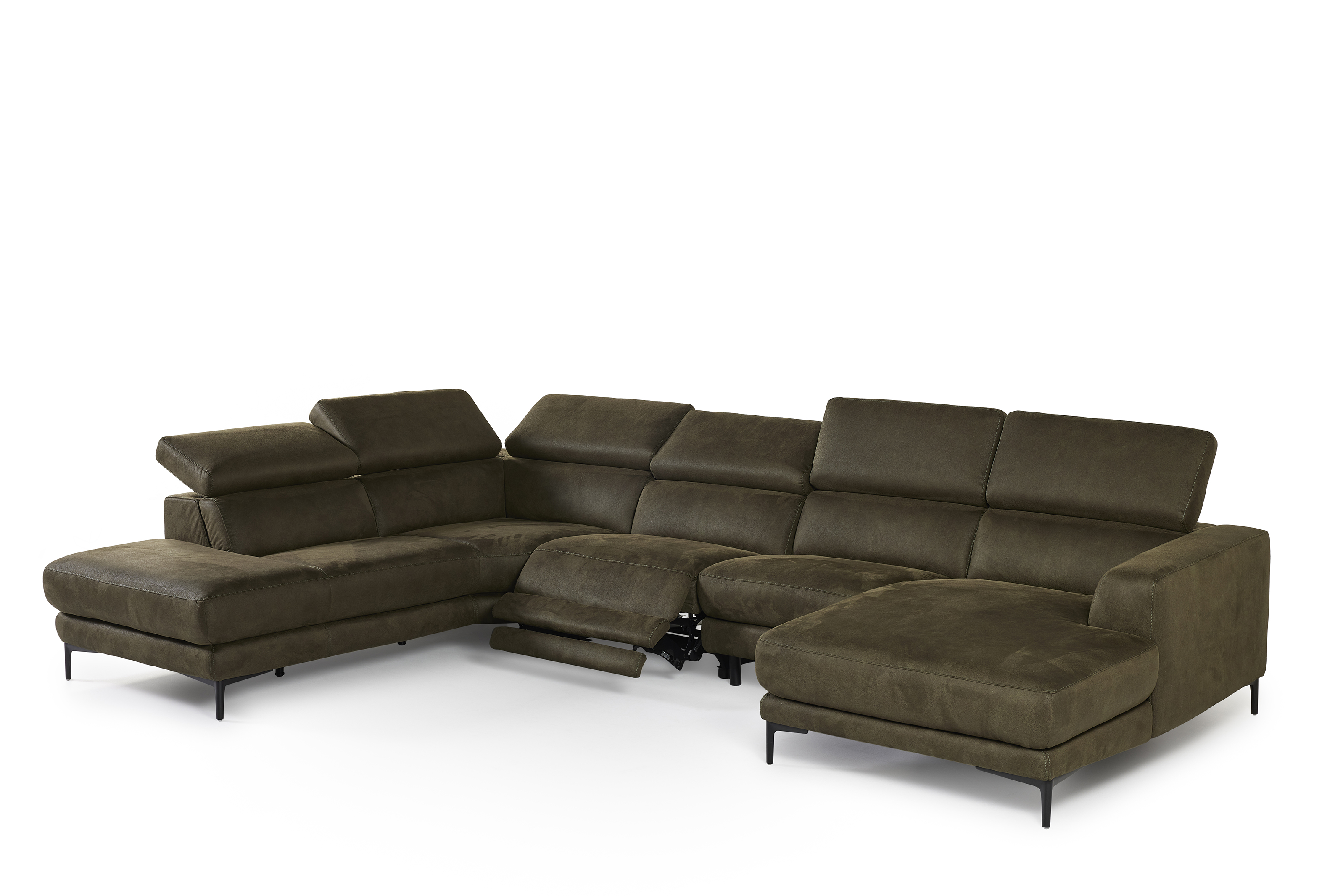 Hoeksalon incl. elektr.relax - olive green 