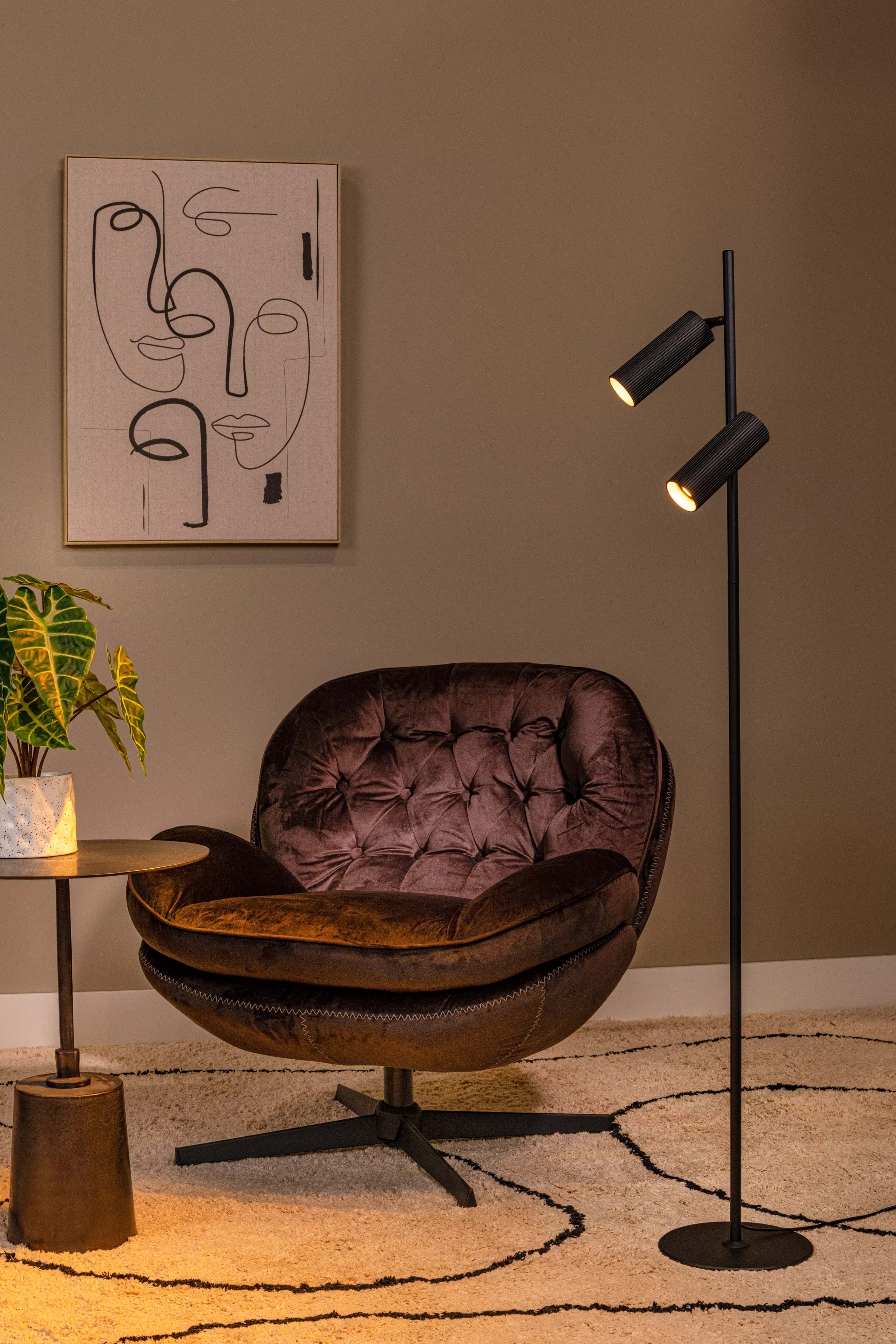 Vloerlamp Clubs 2xGU10 (excl.) - zwart