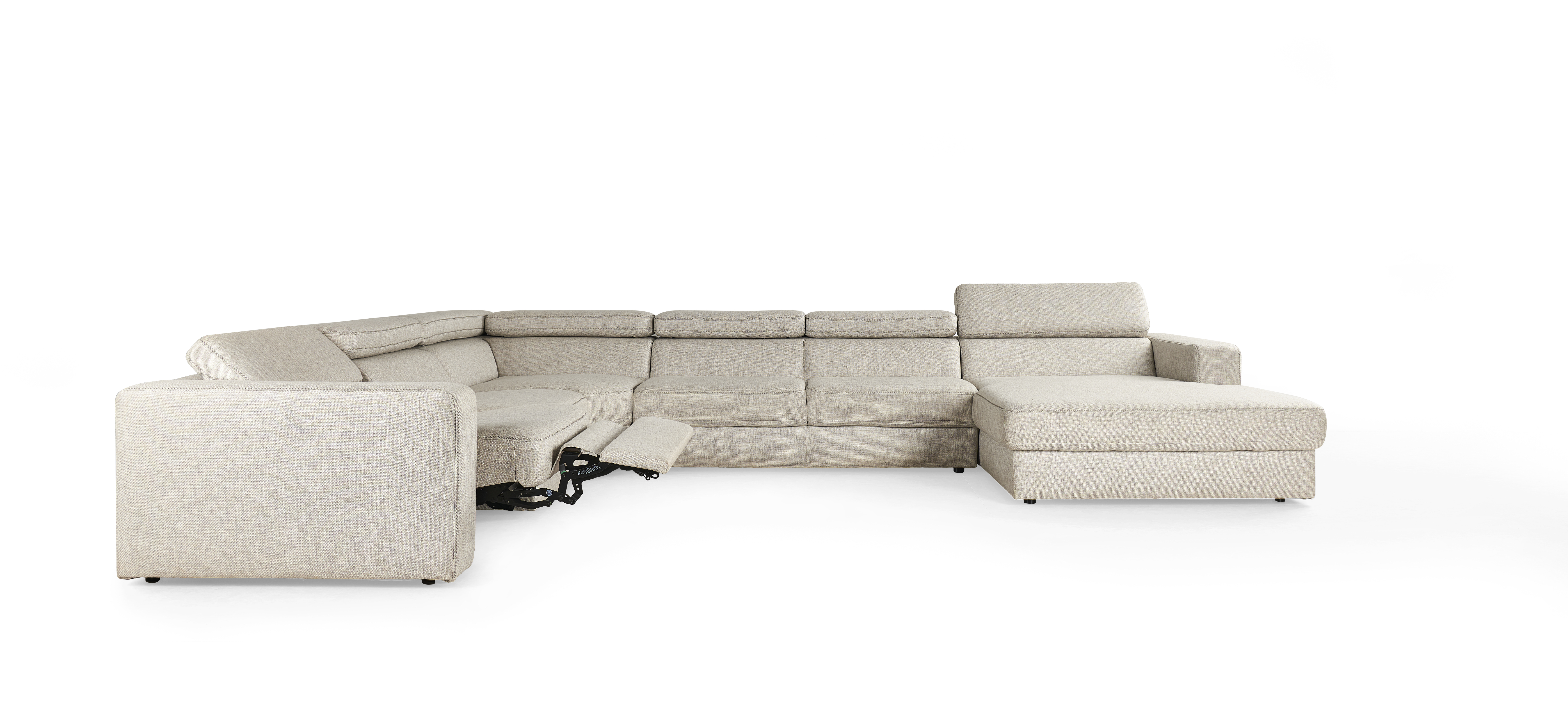 Hoeksalon U-vorm met relax (links) - beige