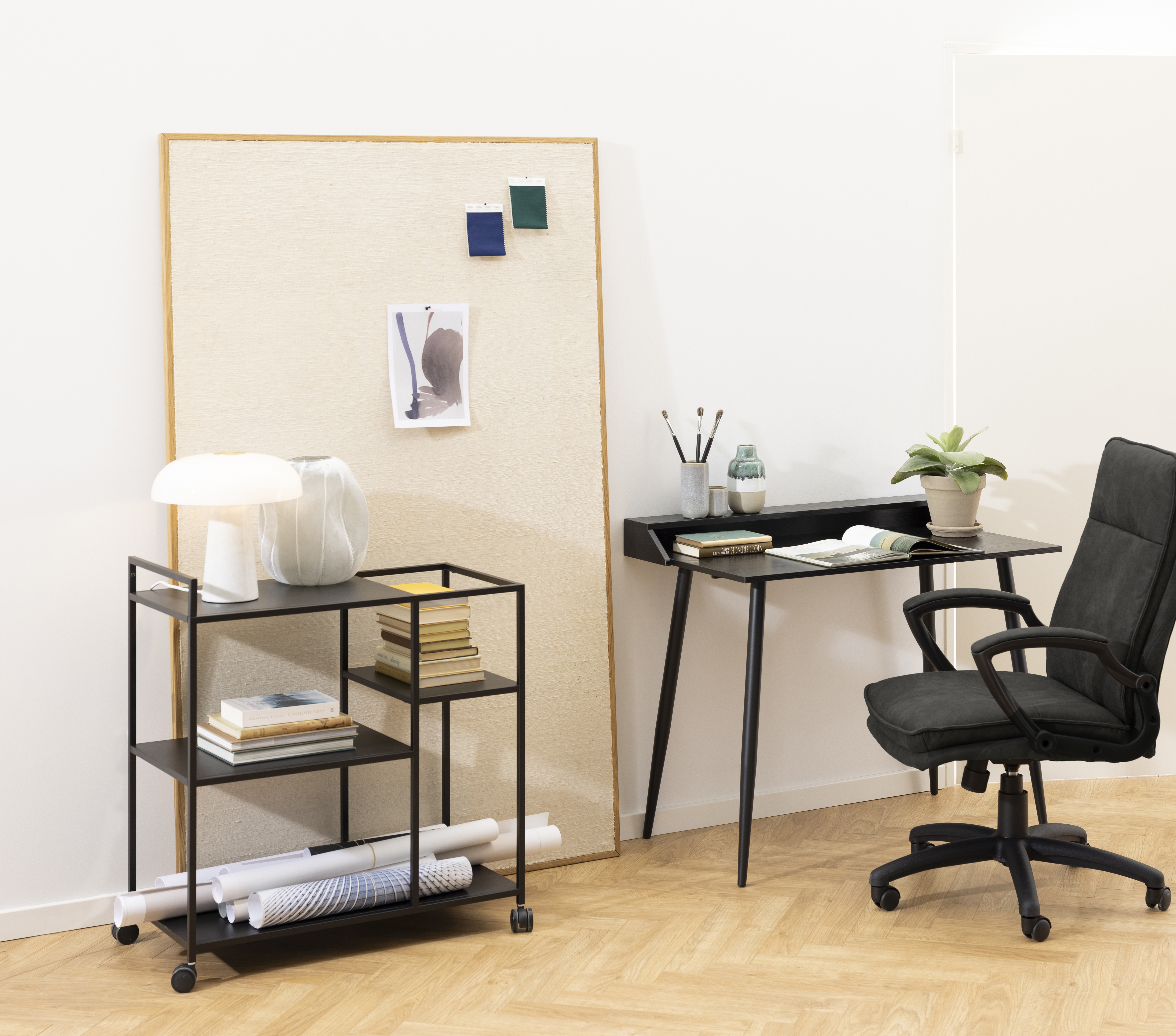 Trolley met wielen 78x40cm - zwart
