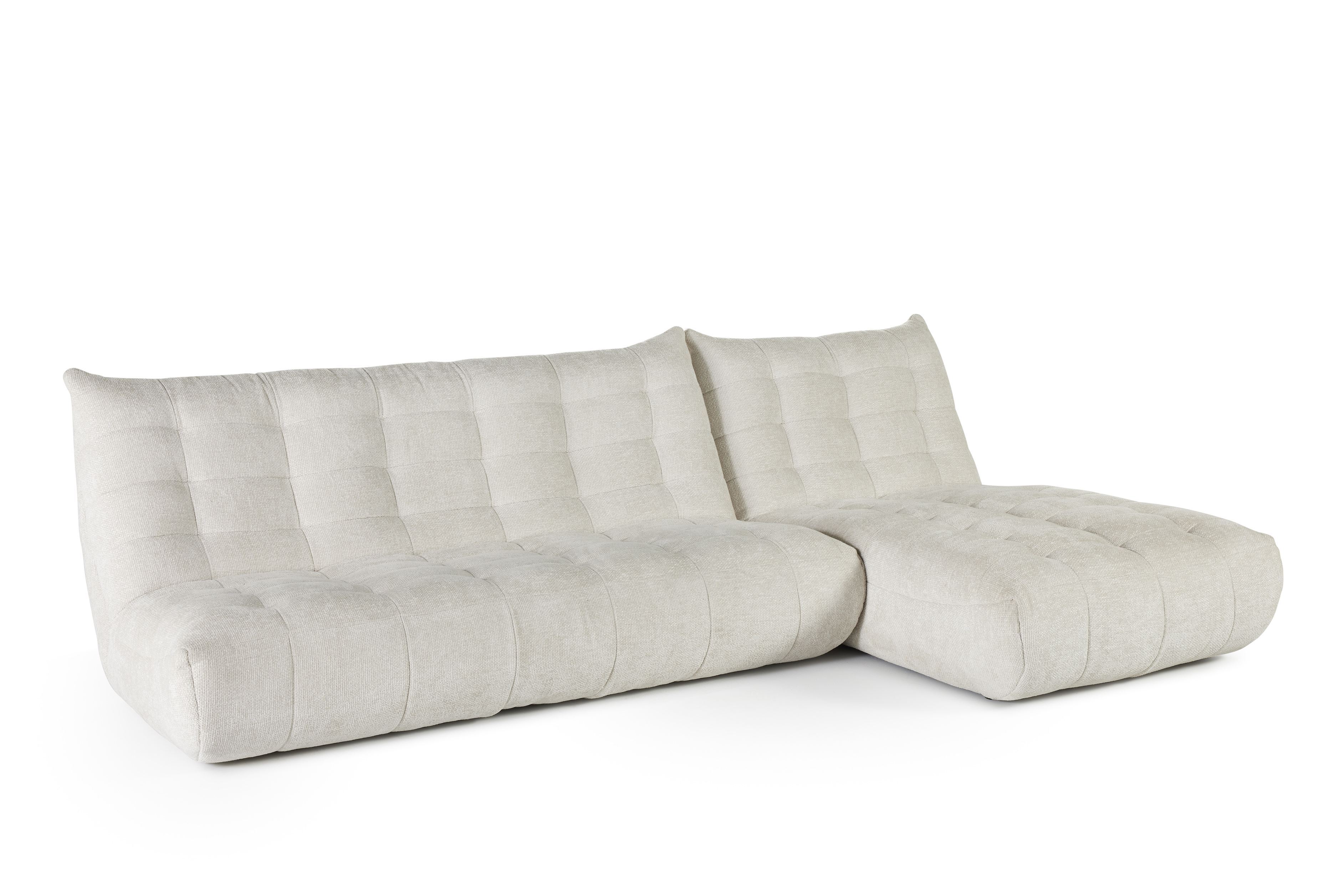 Hoeksalon met longchair (rechts) - Coconut wit
