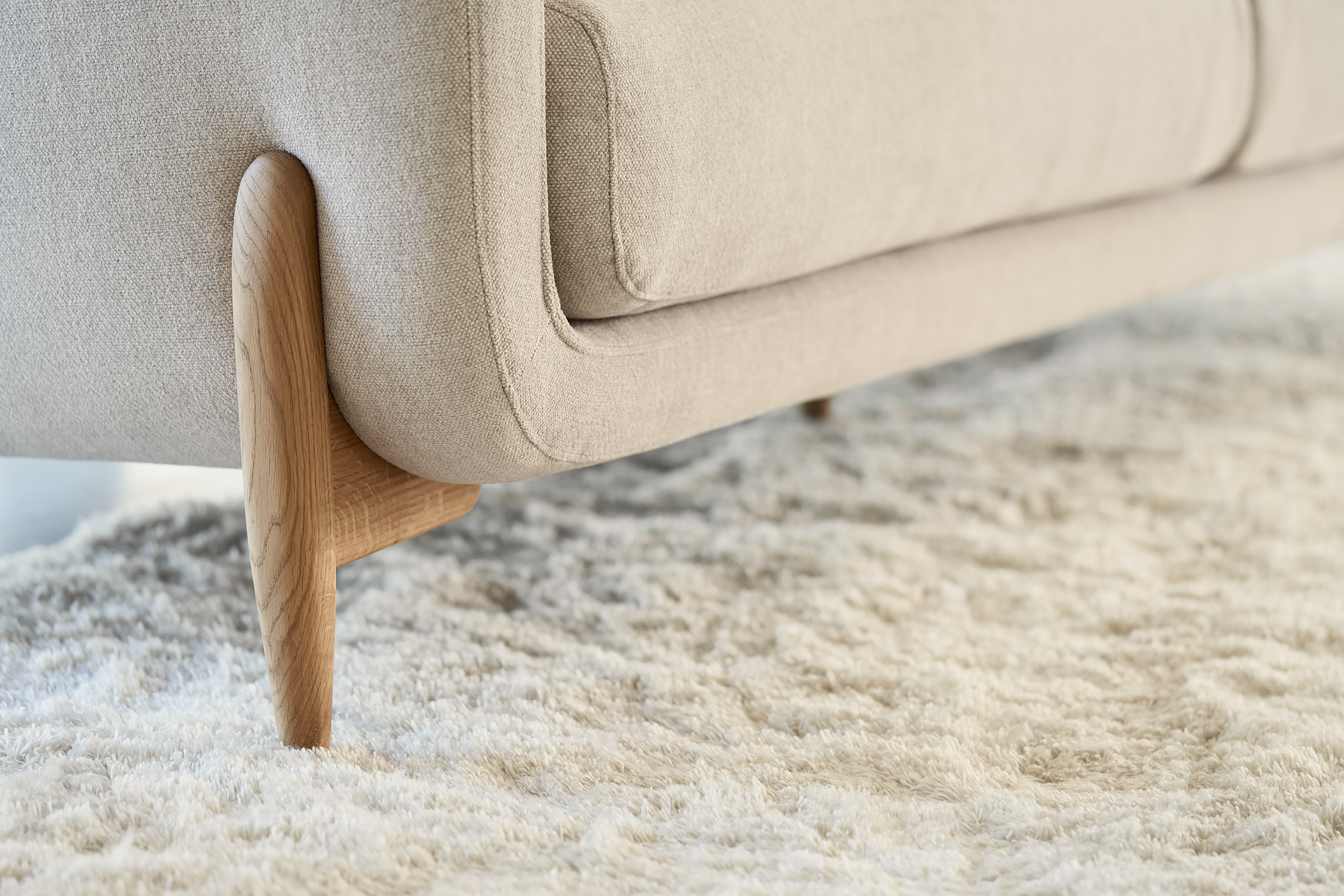 Salon Jenny 3-zit met houten poten - Natural ecru