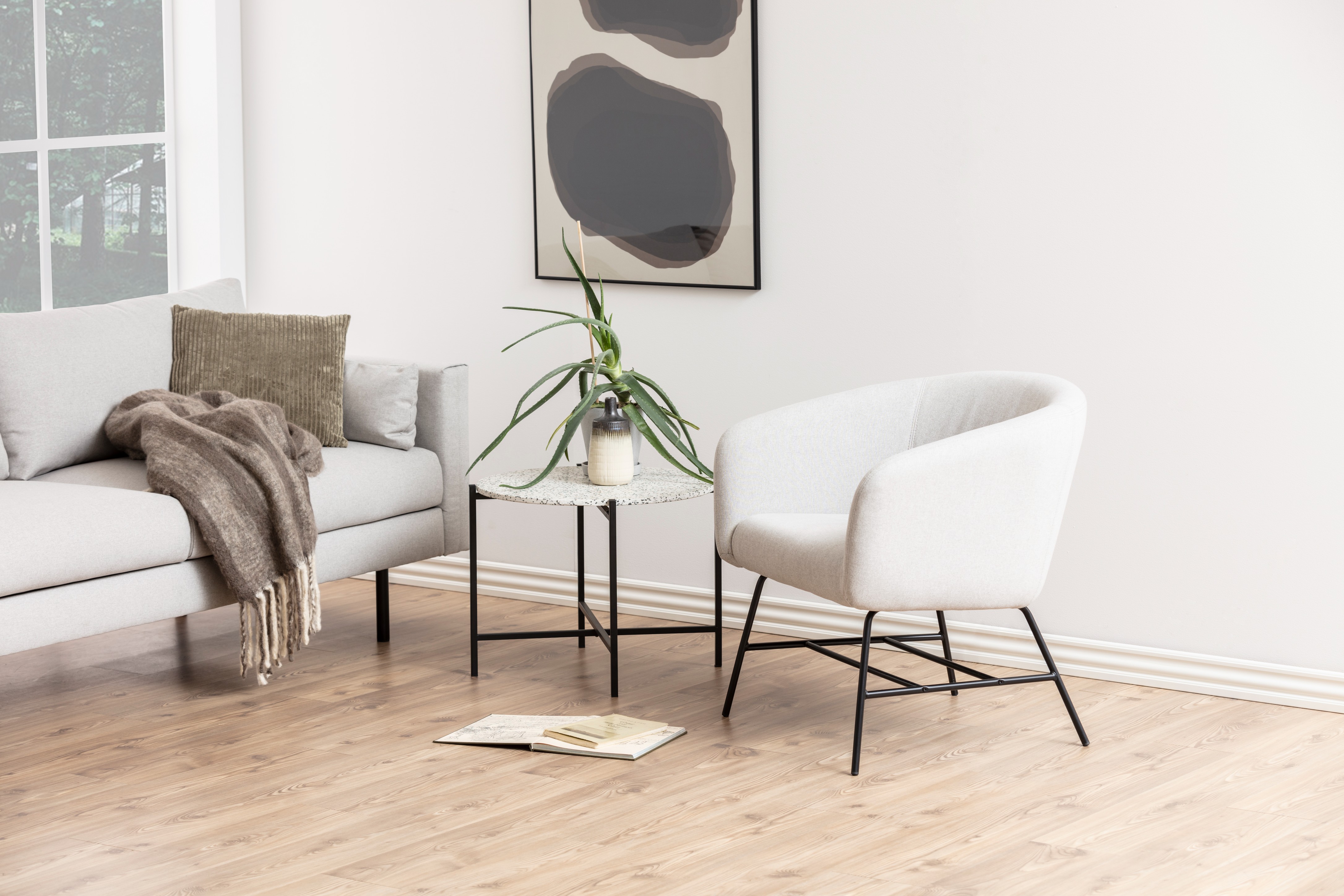 Fauteuil in fluweel - lichtgrijs