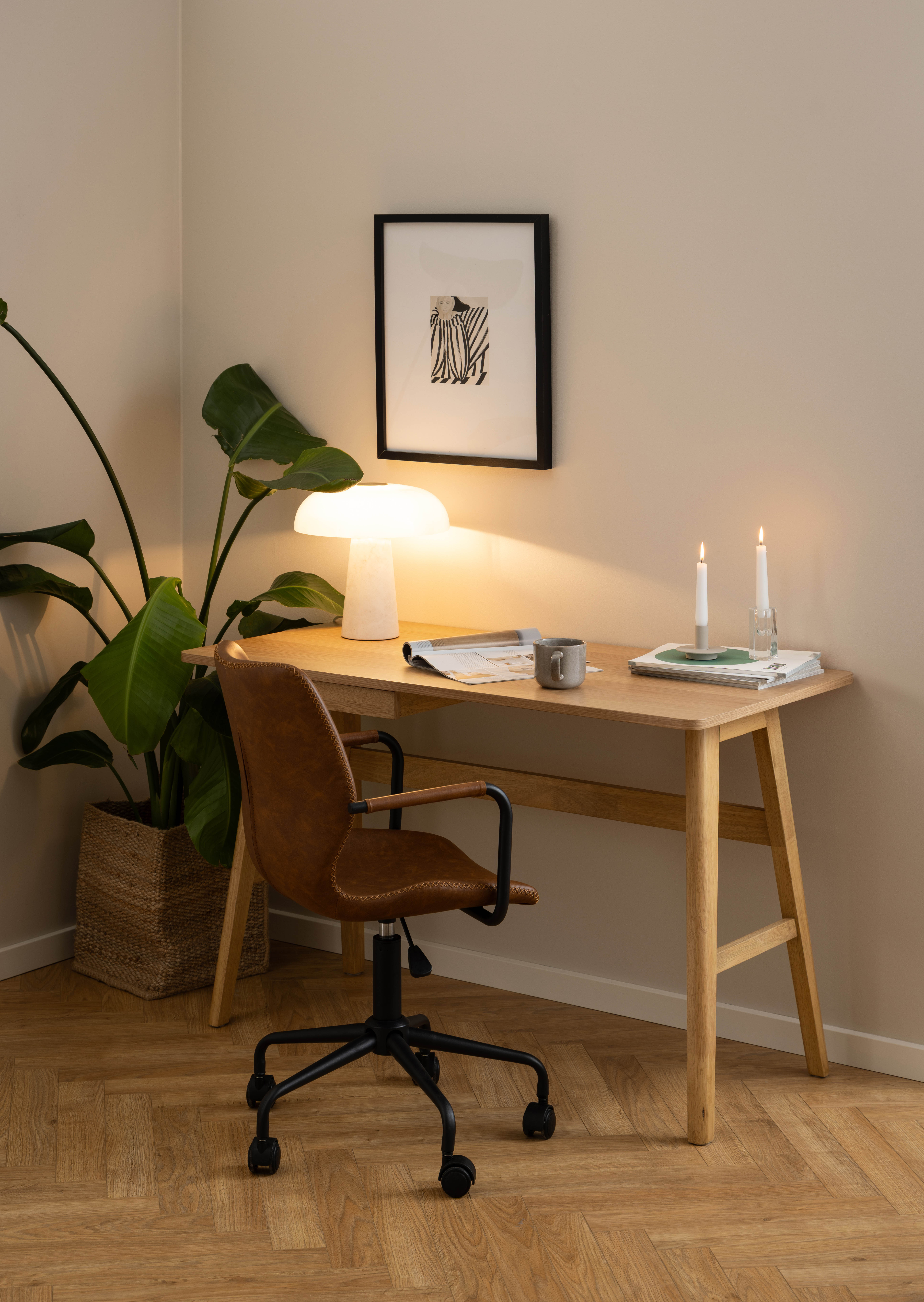 Houten bureau met lade 120x60cm - natuur eiken