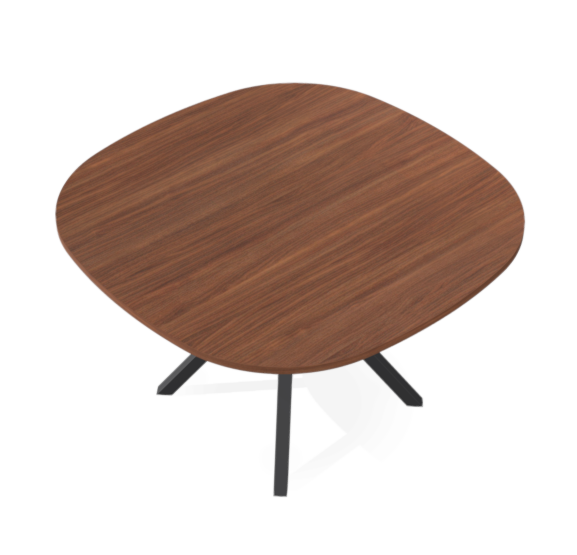 Tafel 'cirkant' 120x120cm - walnoot/antraciet