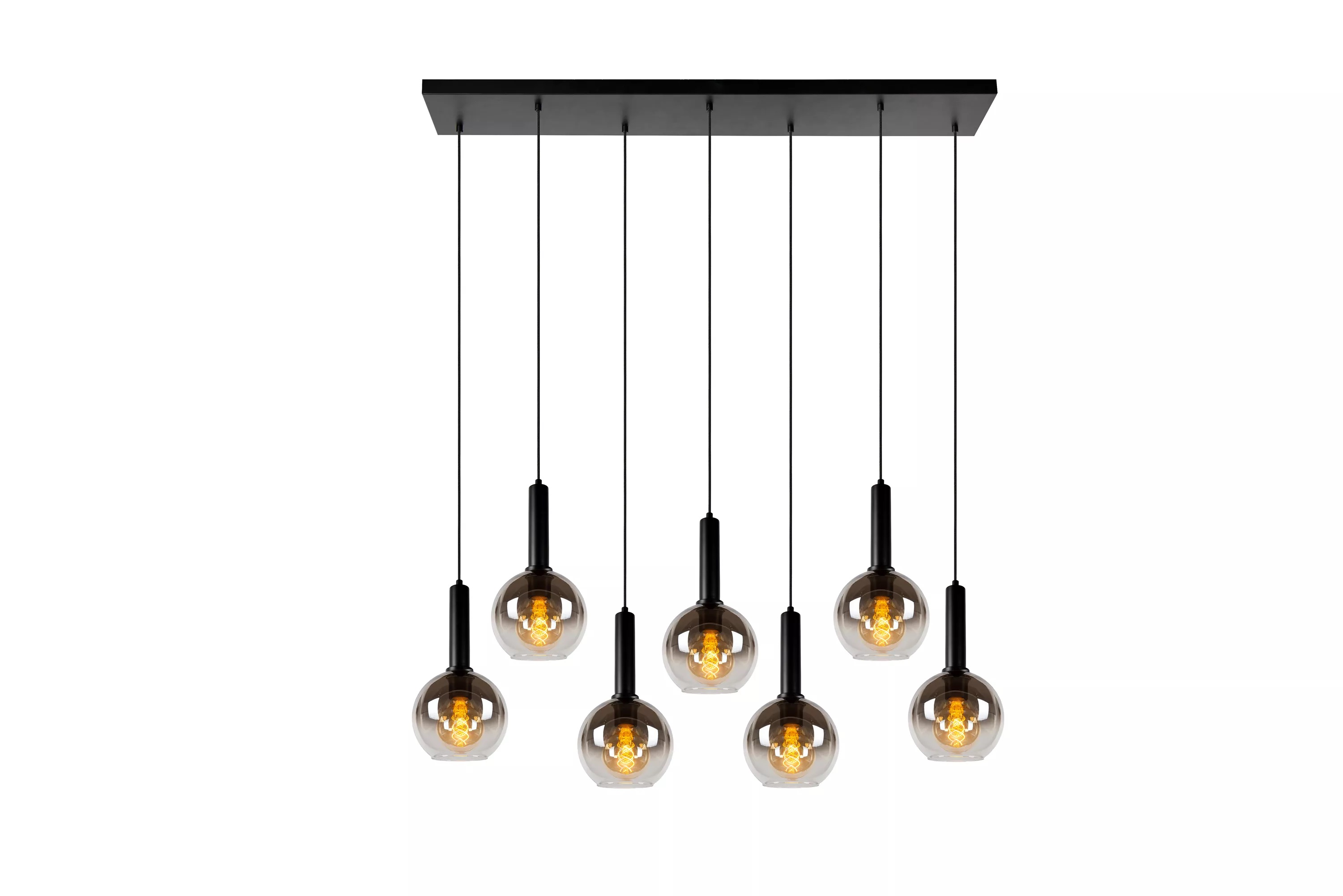 Hanglamp Marius met zeven pendels - zwart fumé