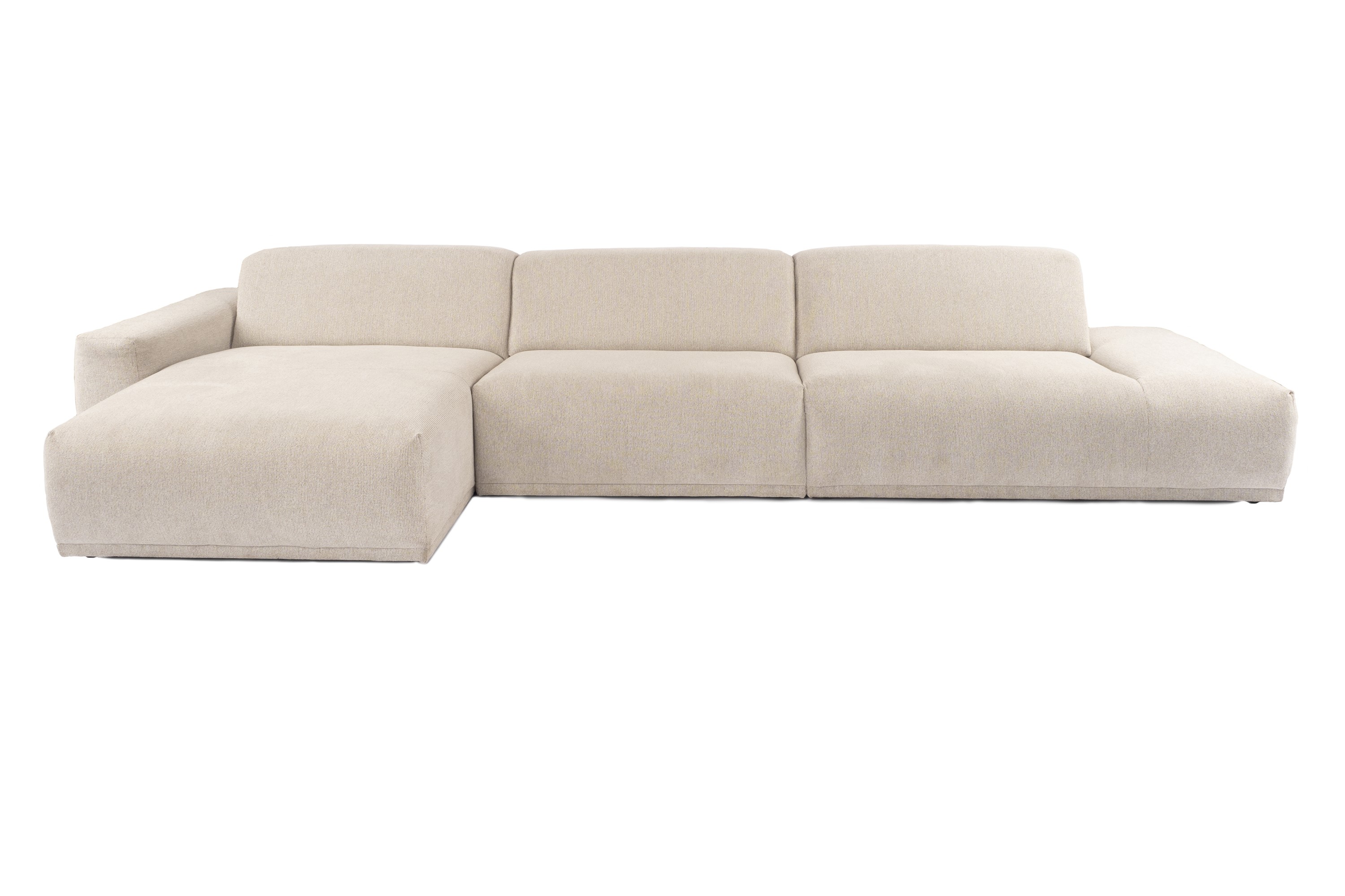 Hoeksalon met longchair (links) - Natural ecru