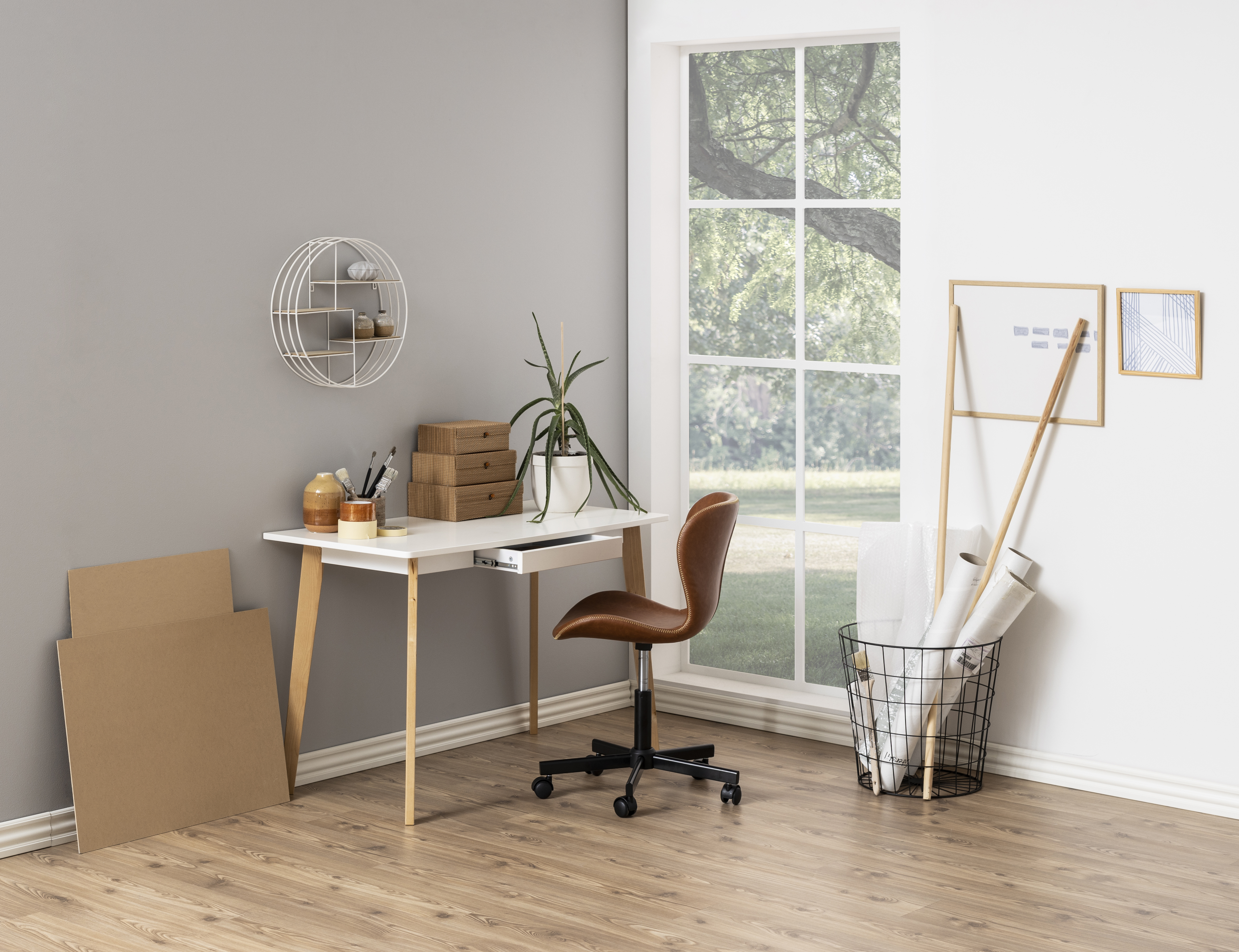 Bureaustoel in lederlook - cognac