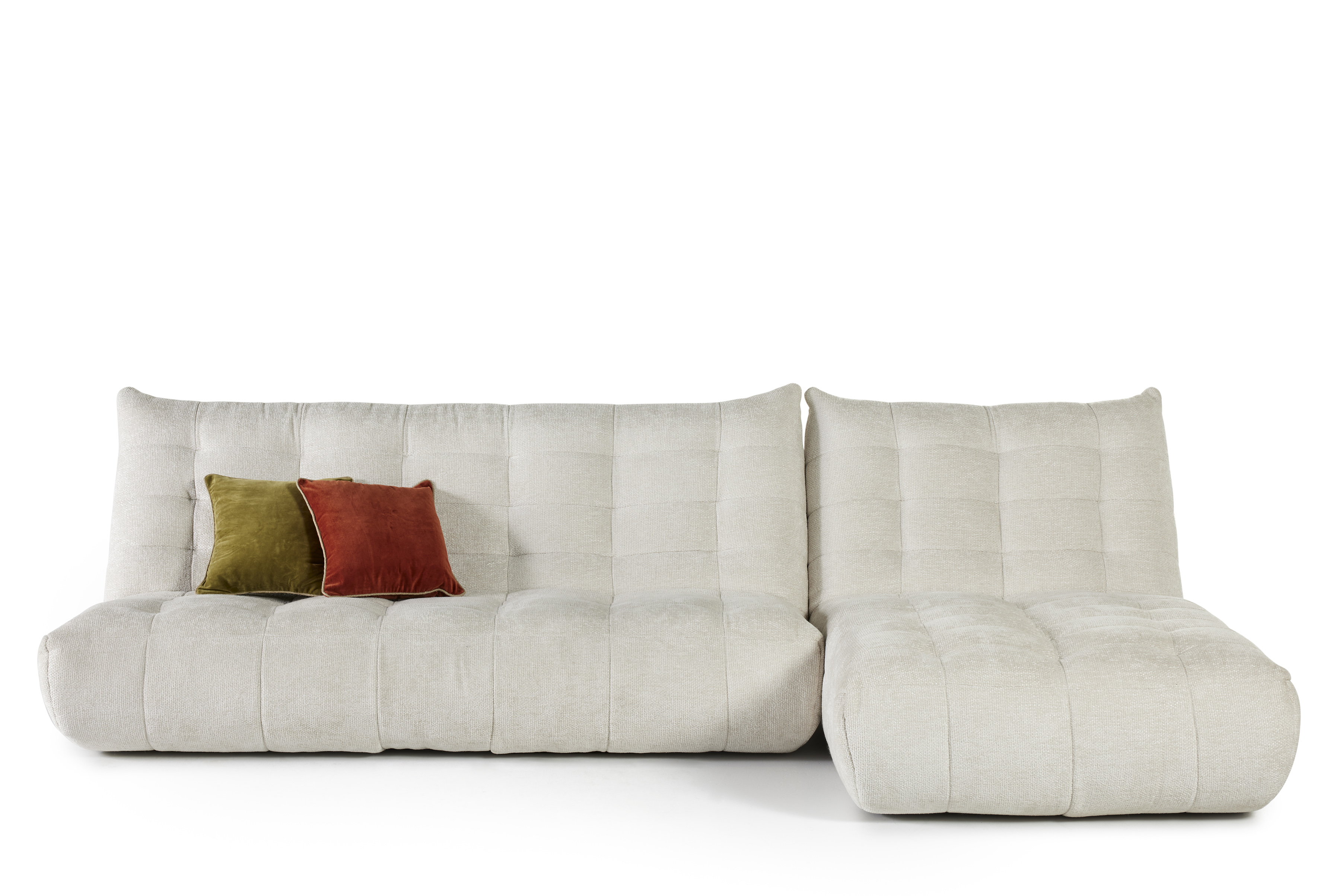 Hoeksalon met longchair (rechts) - Coconut wit