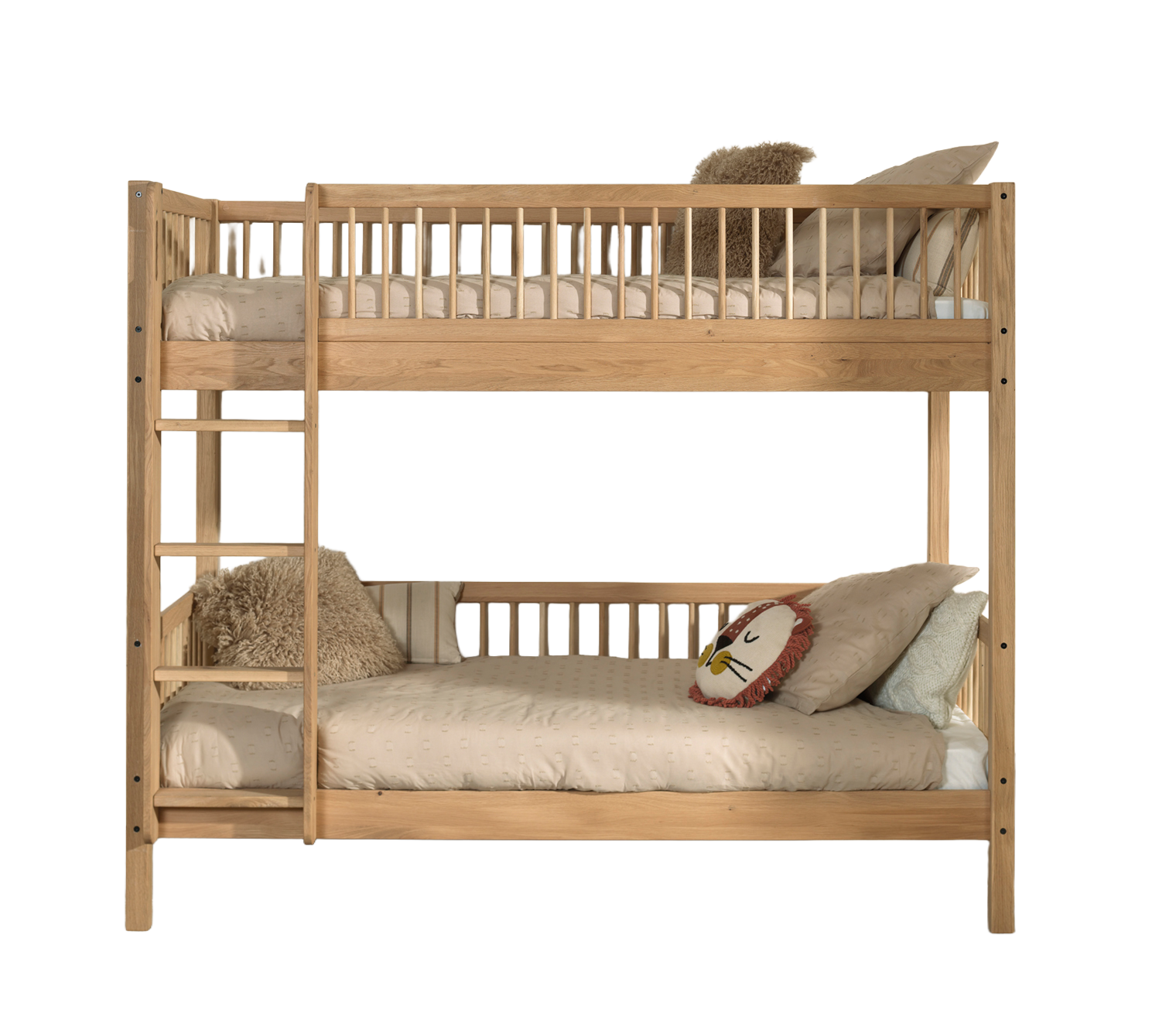 Stapelbed 90x200cm met rechte trap - oak