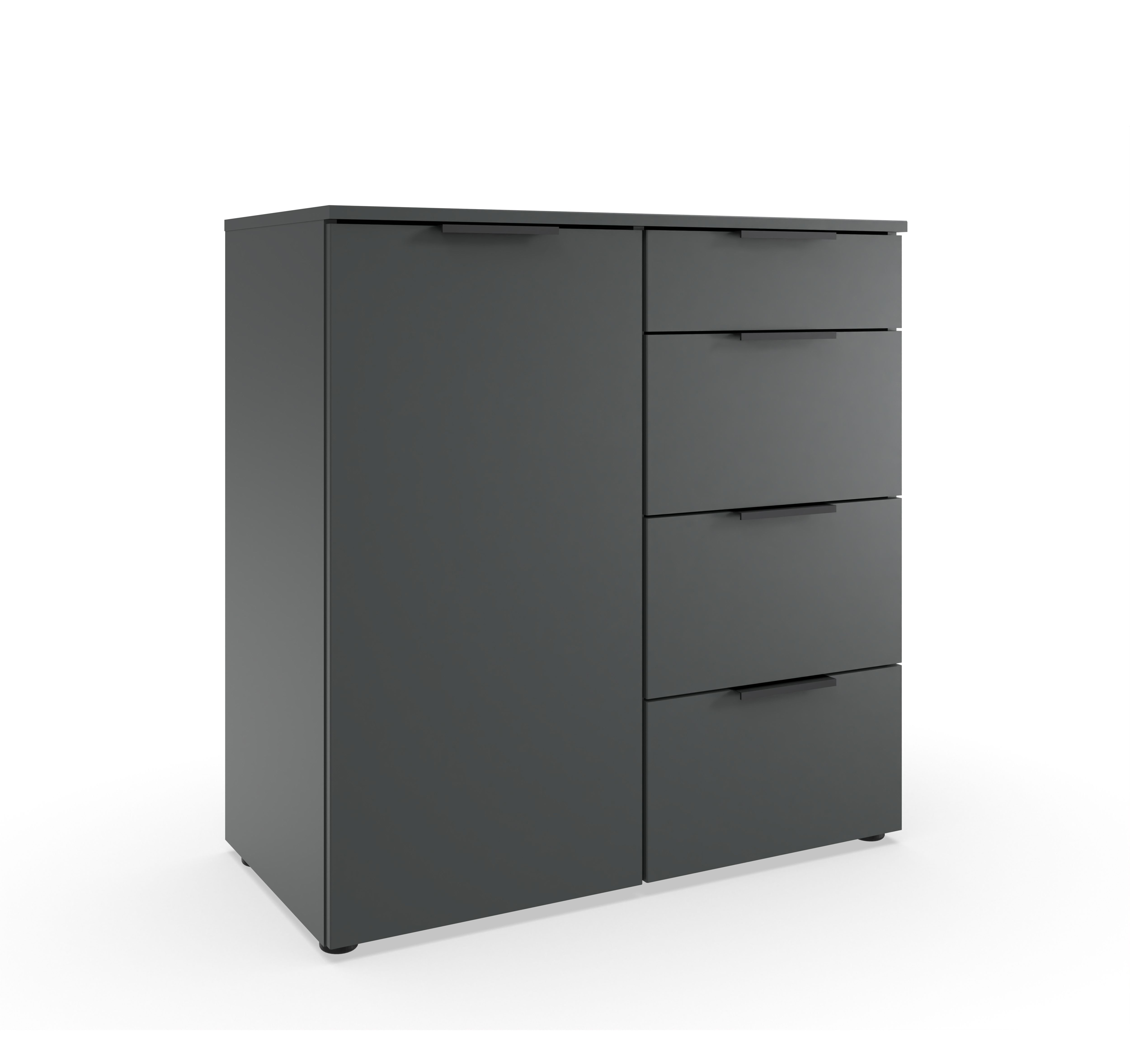 Kommode met 1 deur en 4 lades - Graphite grijs