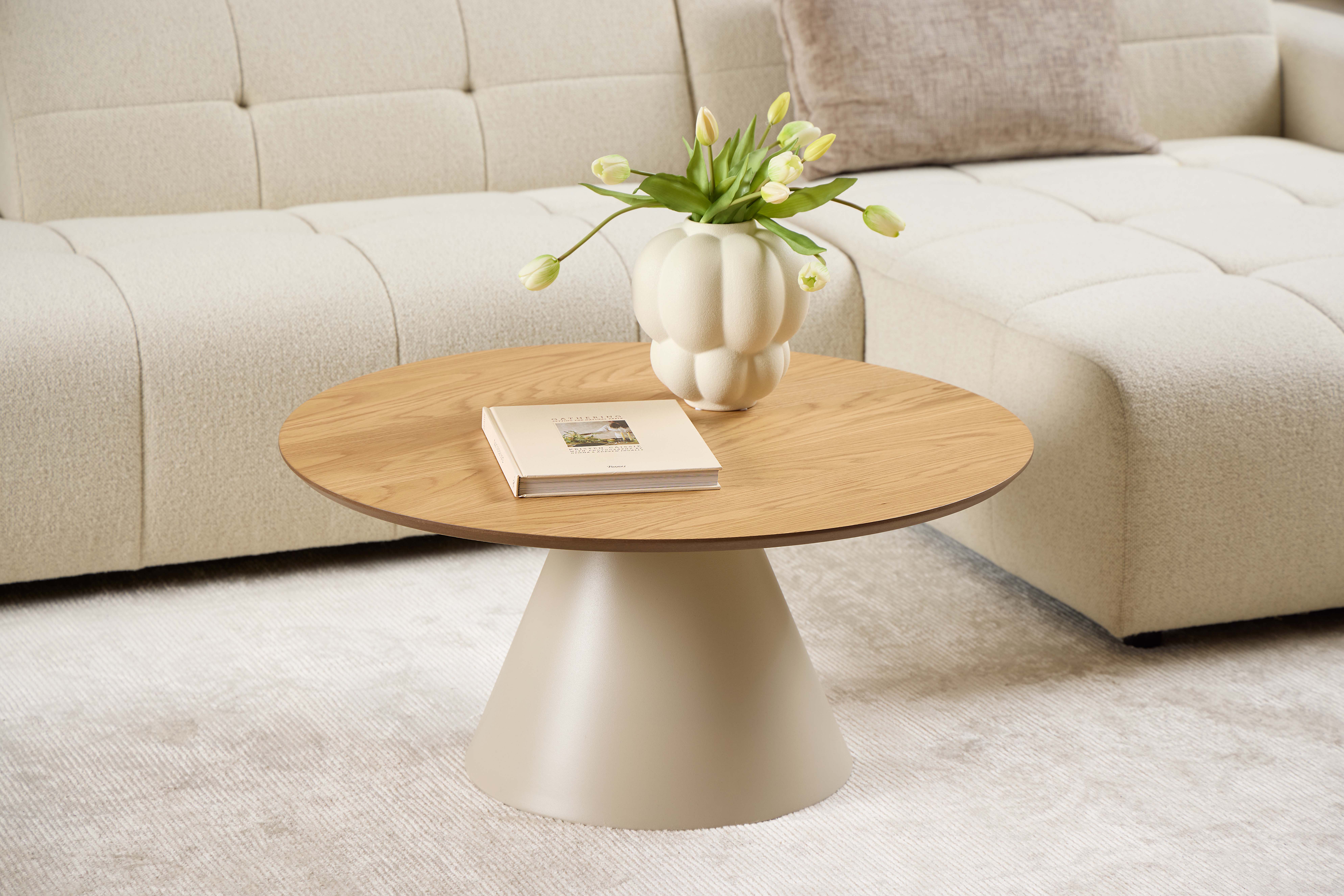 Salontafel diam.85cm - matt oak/grey