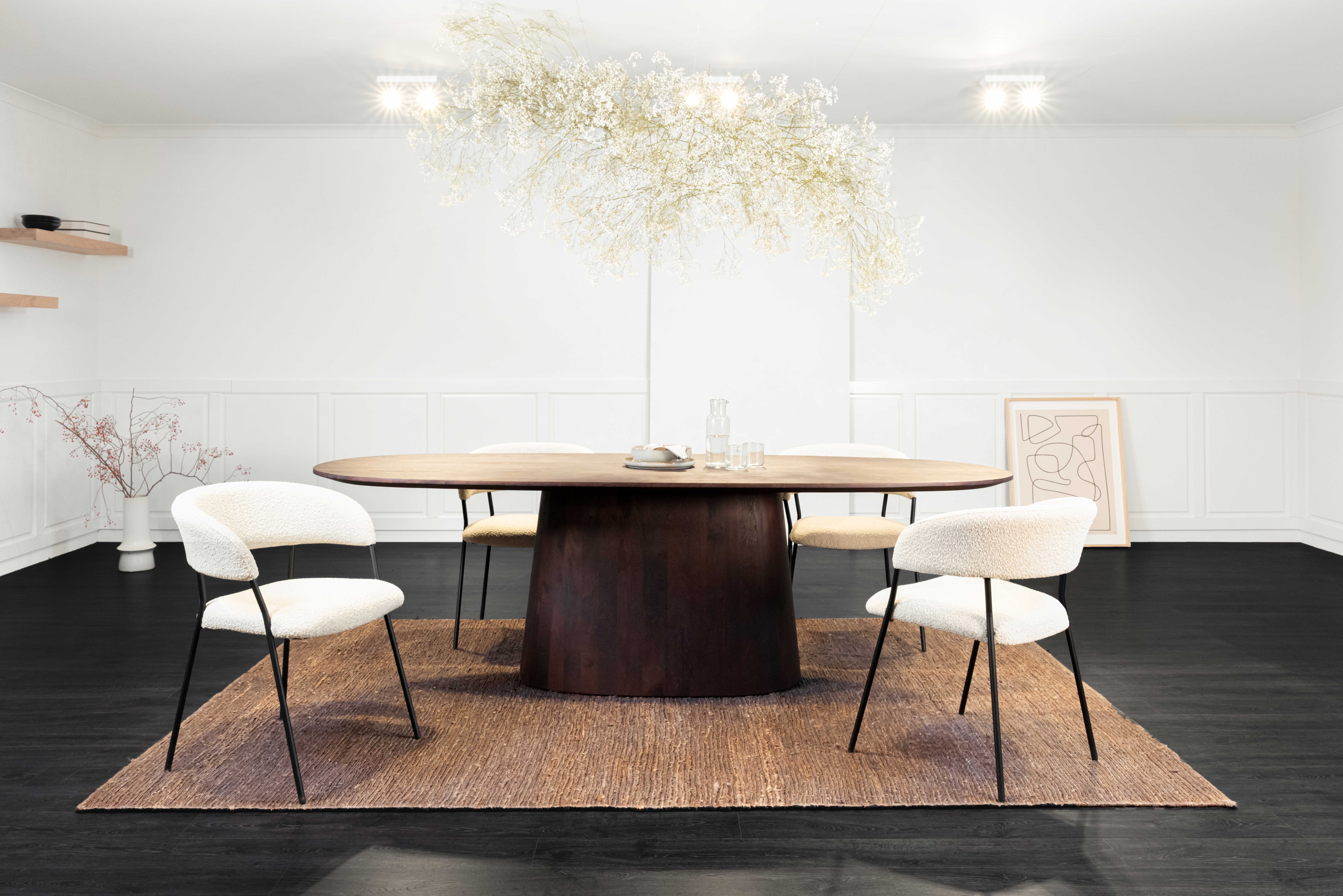Eetkamerstoel bouclé met open rug - beige