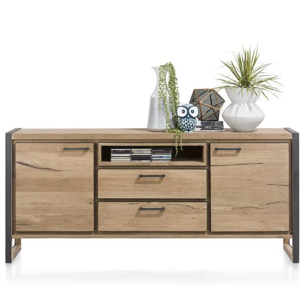 Dressoir Metalo met 2 deuren en 2 lades B180cm - natuur