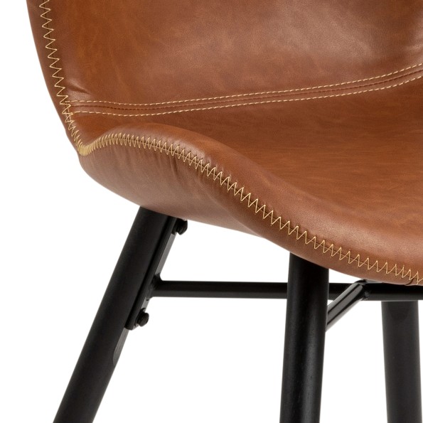 Eetkamerstoel in lederlook - cognac
