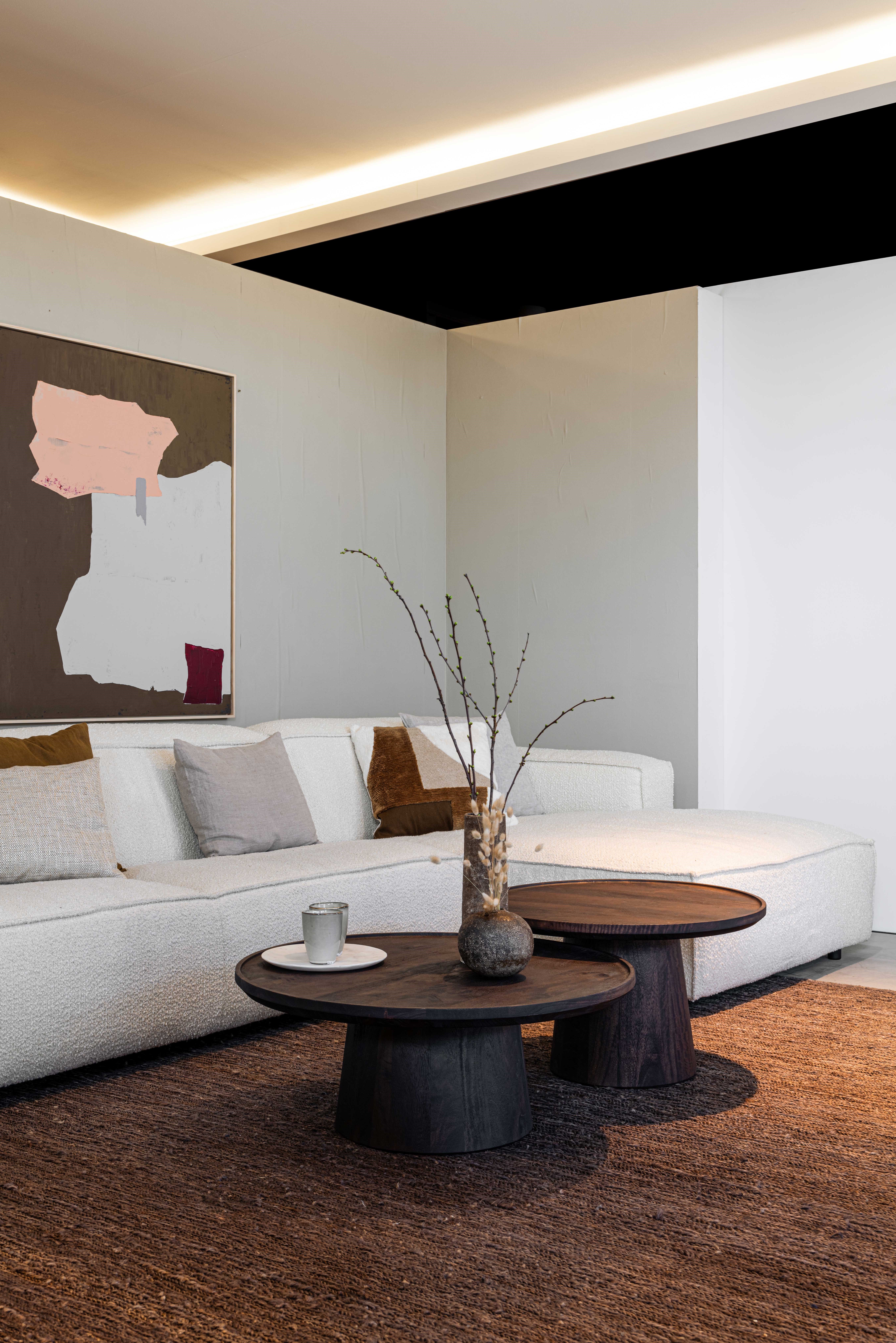 Hoeksalon bouclé met longchair (rechts) - Luno wit
