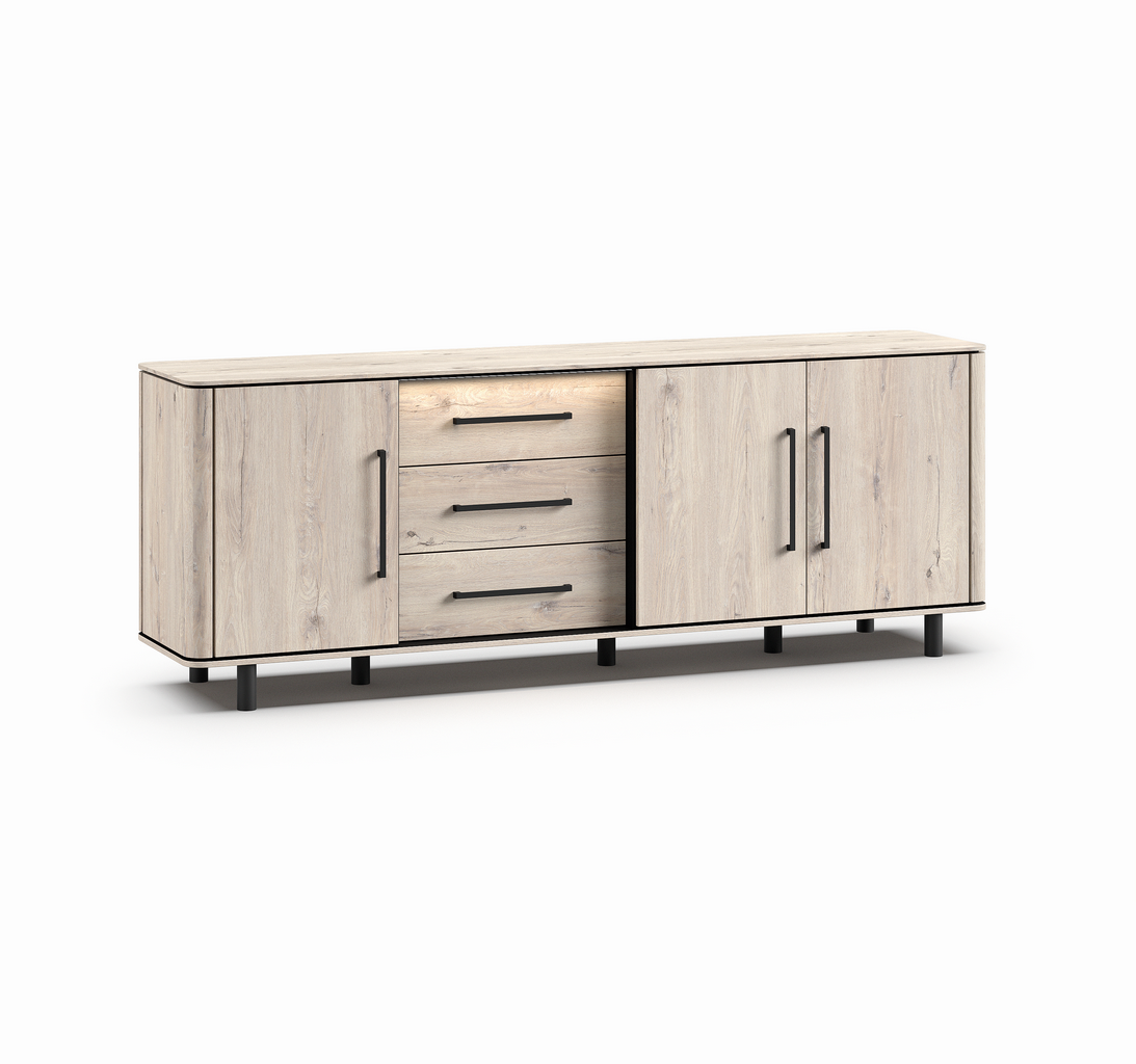 Dressoir met 3 deuren en 3 lades - licht eiken