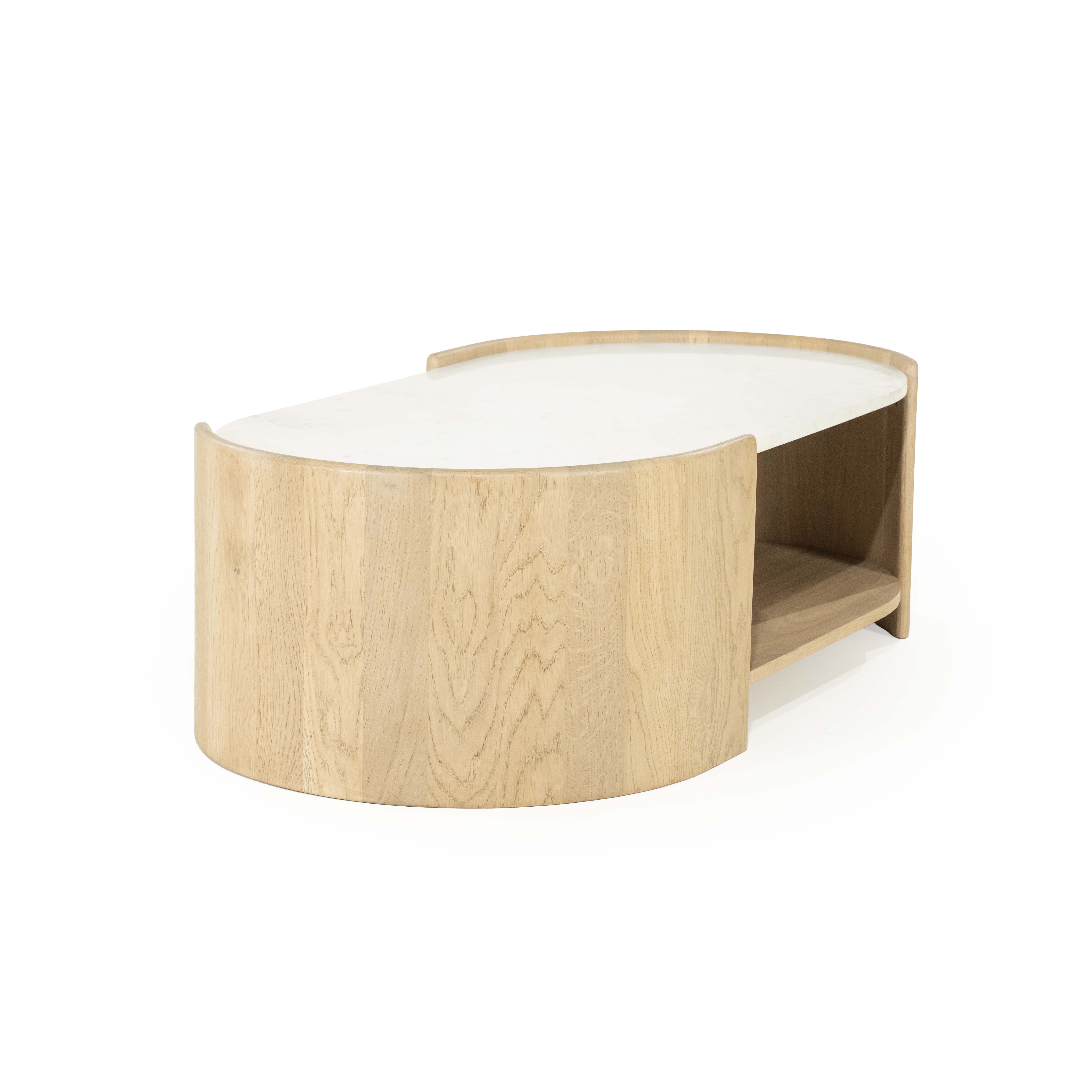 Salontafel 110x60cm - eik/wit marmer