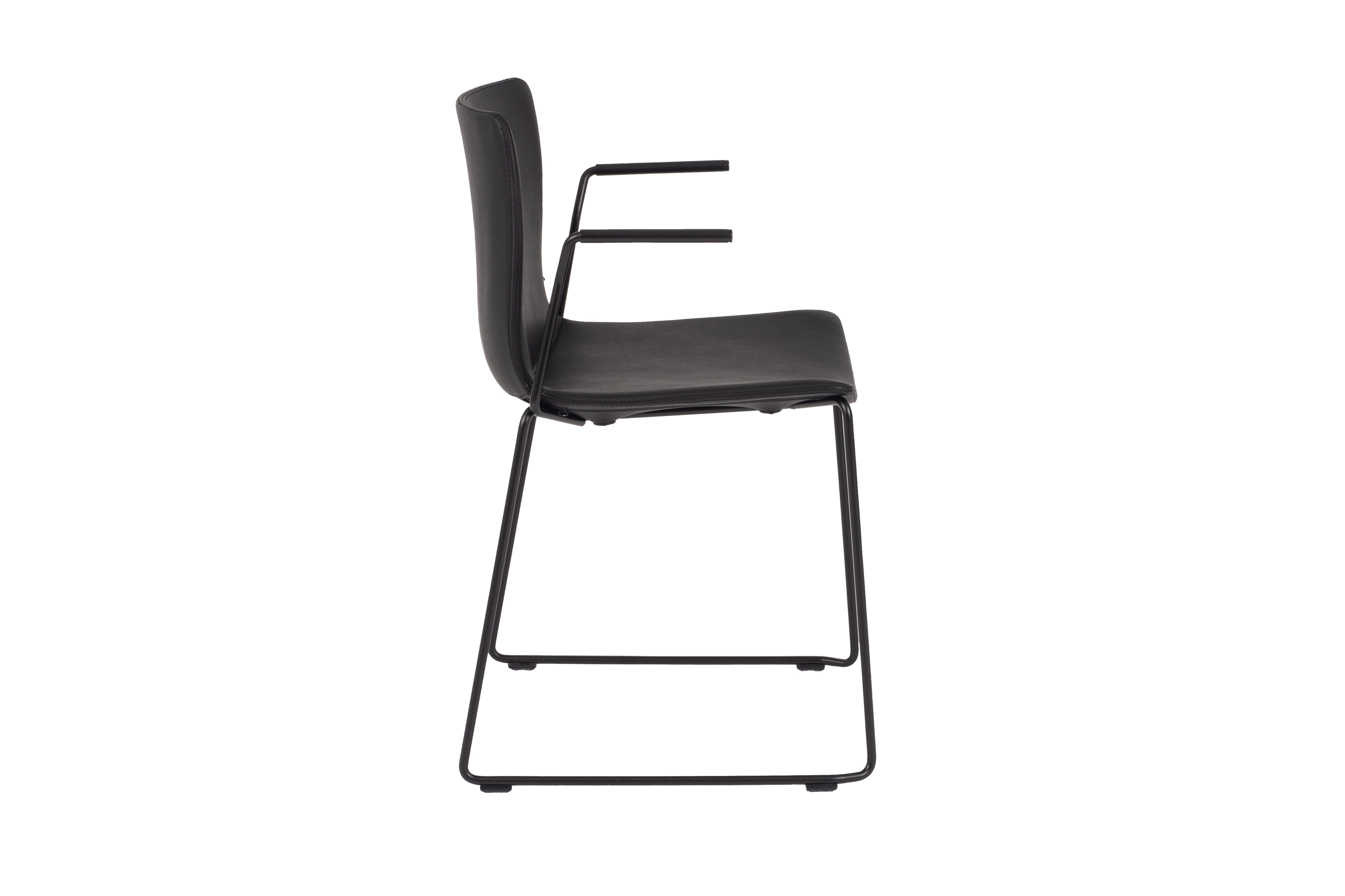 Armstoel Curve in lederlook - zwart