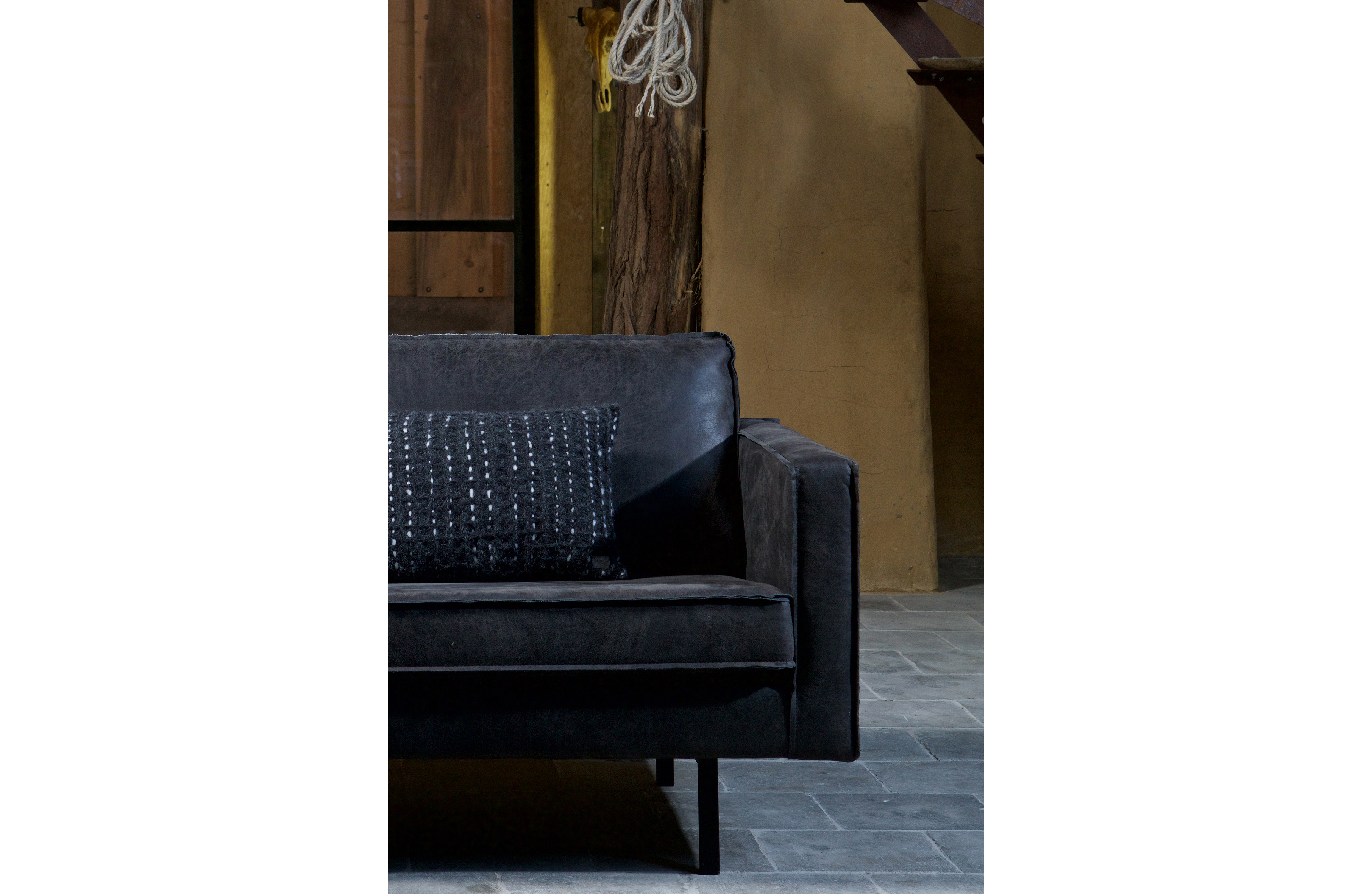 Fauteuil in leder - zwart