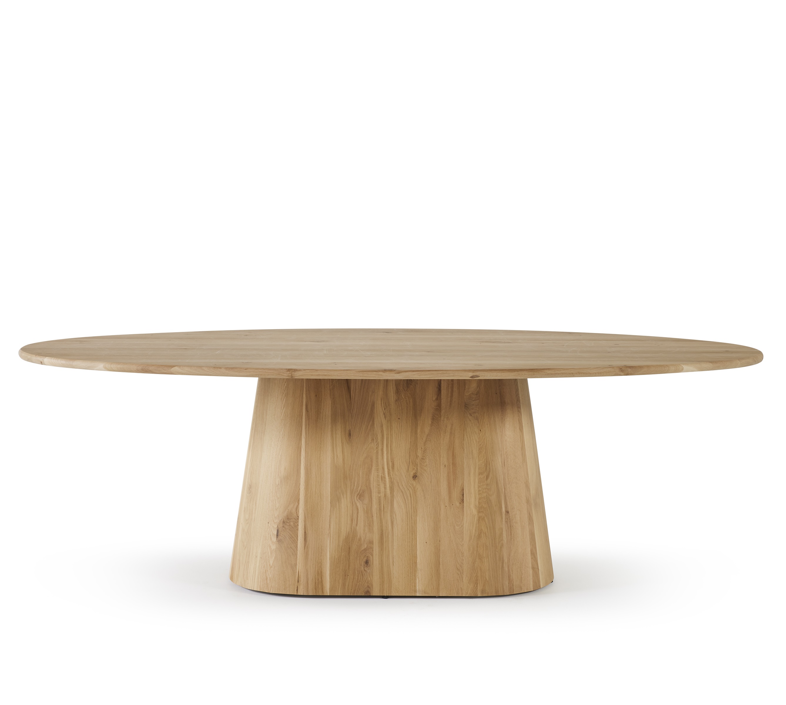Ovale tafel met centrale poot 240x110cm in eik - natuurkleur