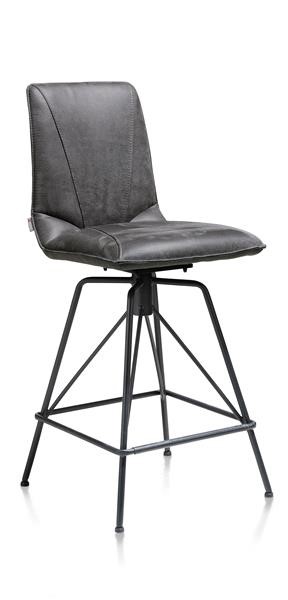 Barstoel Mac in lederlook - zwart