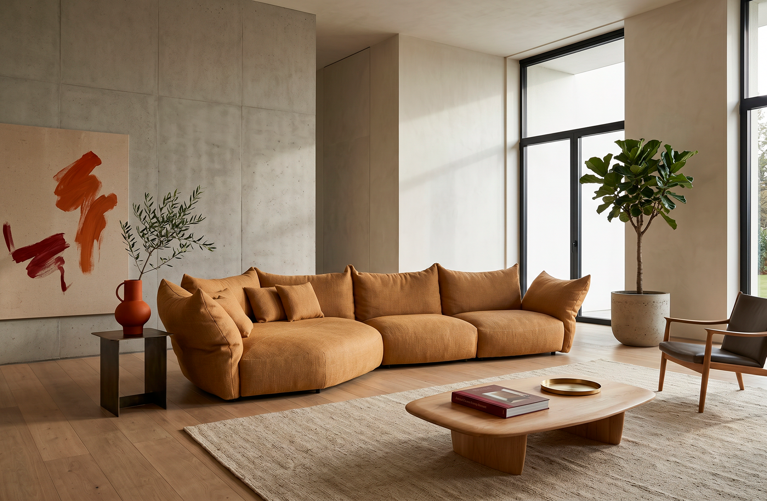 Design hoeksalon Blackbird - okergeel