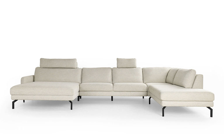 Hoeksalon U-vorm met relax (rechts) - ecru