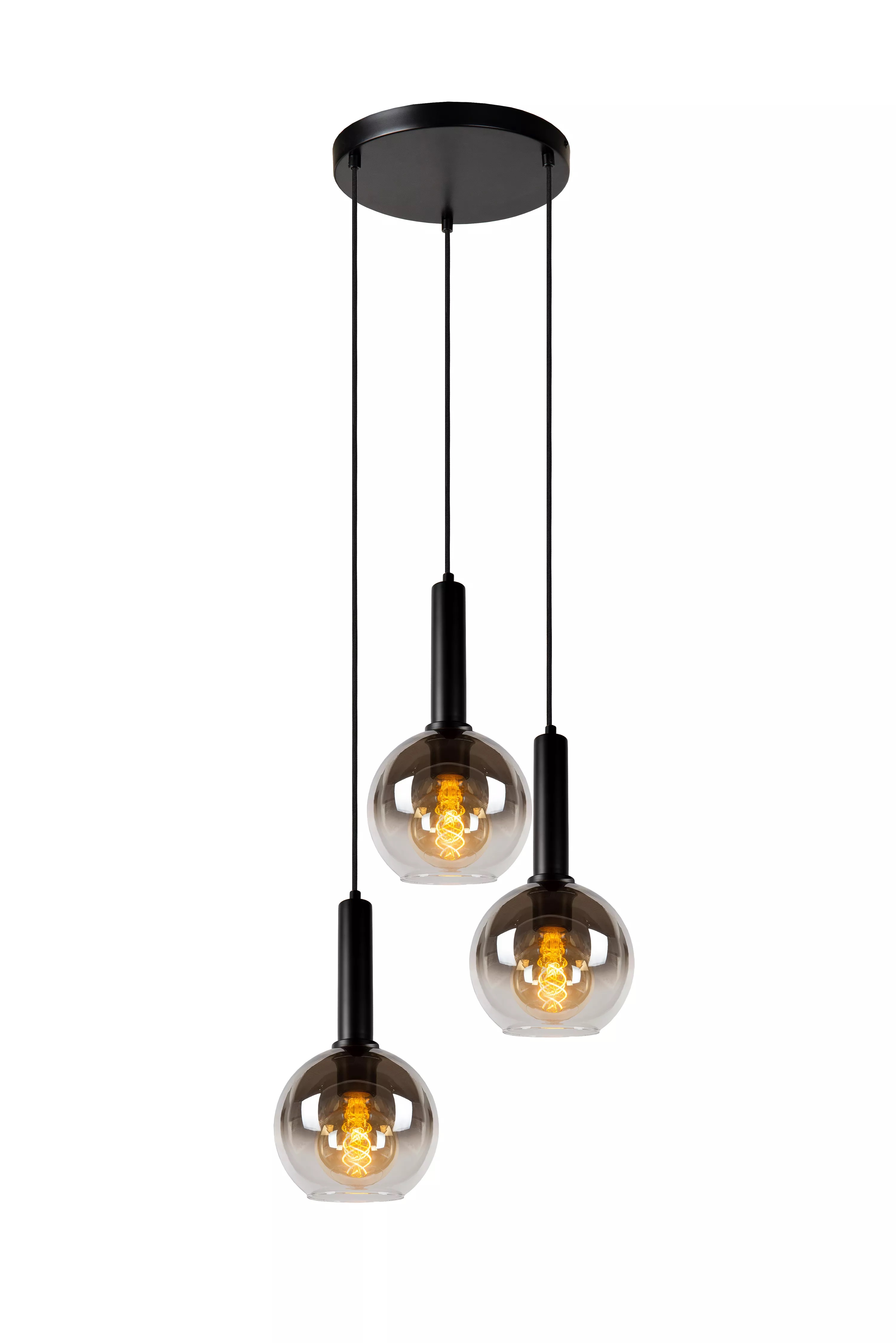Hanglamp Marius met drie pendels - zwart fumé