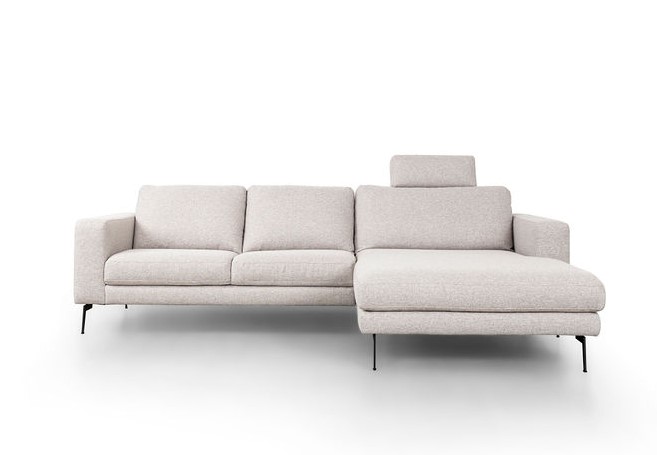 Hoeksalon met hoofdsteun en longchair (rechts) - Naturel beige