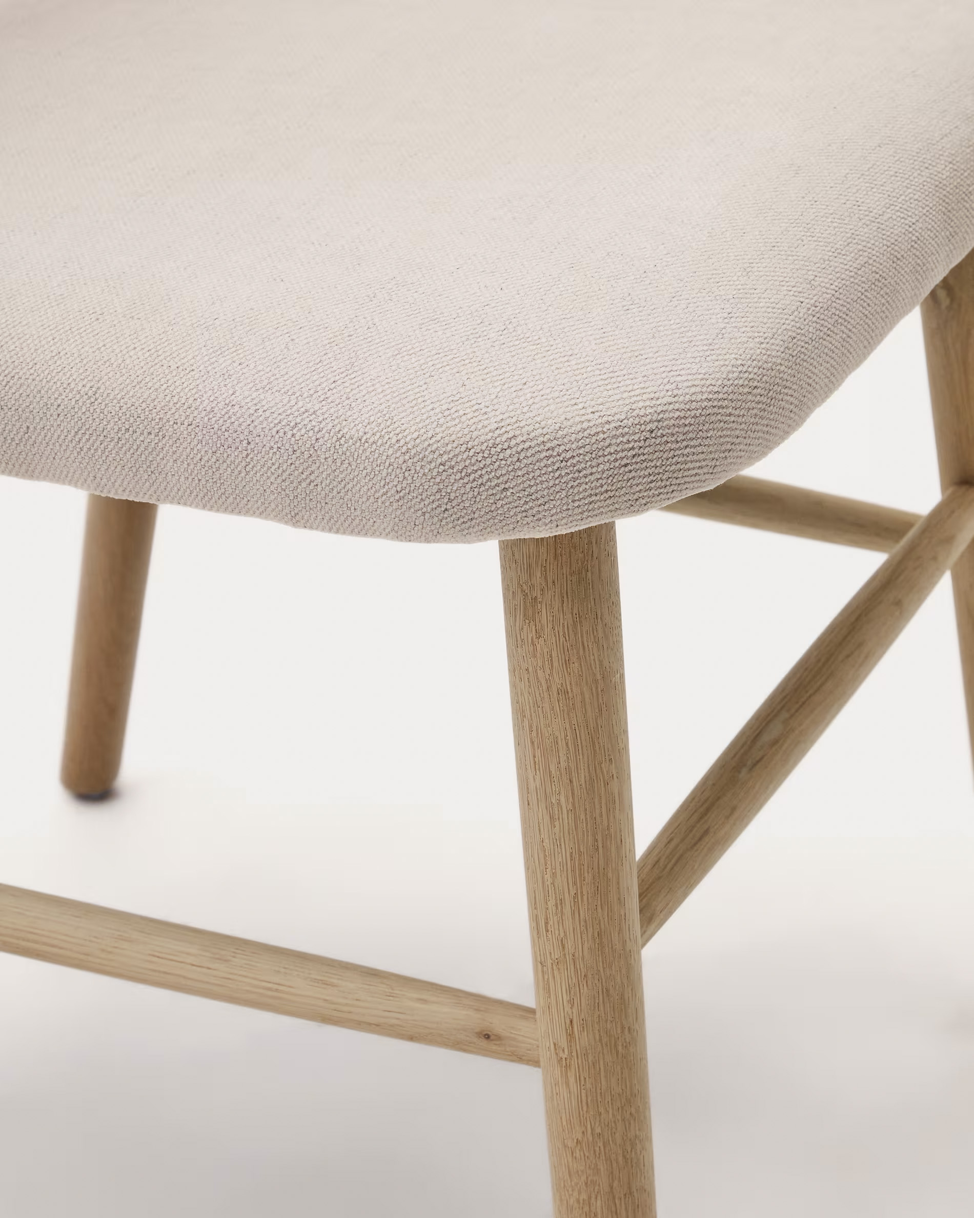 Eetkamerstoel met handvat - chenille beige